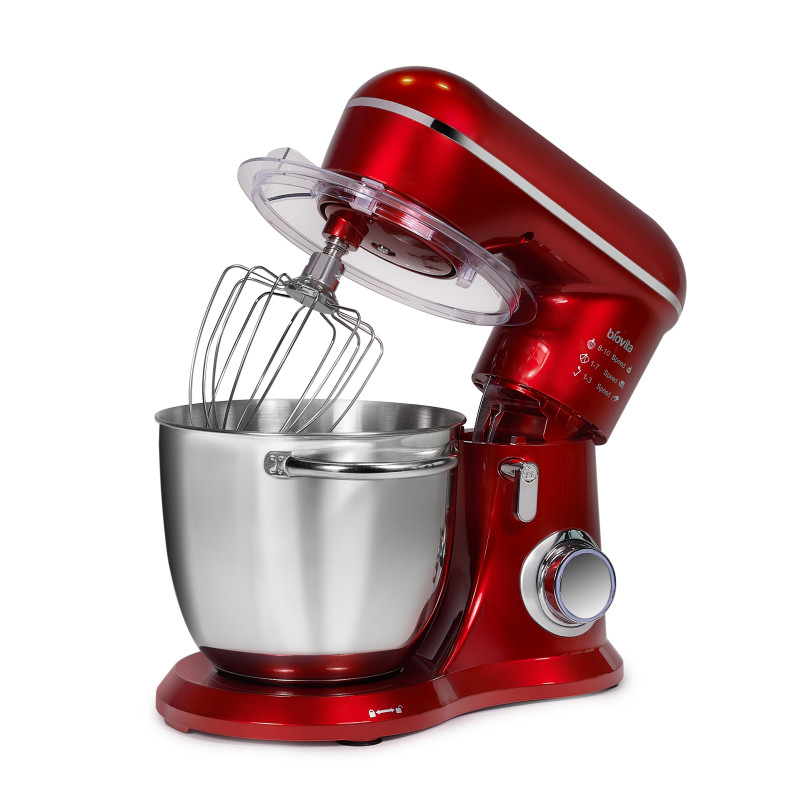 Mixer cu bol ELLA, 1300W, bol inox 4.5L, 10 viteze, 3 accesorii, design compact, roșu 8