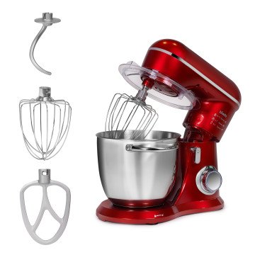 Mixer cu bol ELLA, 1300W, bol inox 4.5L, 10 viteze, 3 accesorii, design compact, roșu