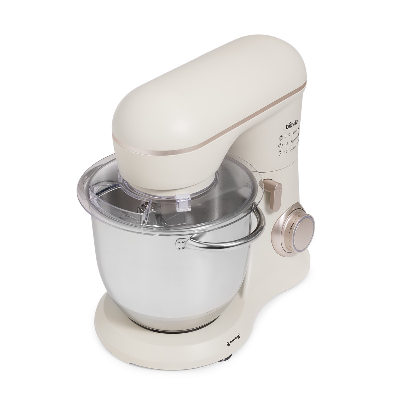 Mixer cu bol ELLA, 1300W, bol inox 4.5L, 10 viteze, 3 accesorii, design compact, crem 3