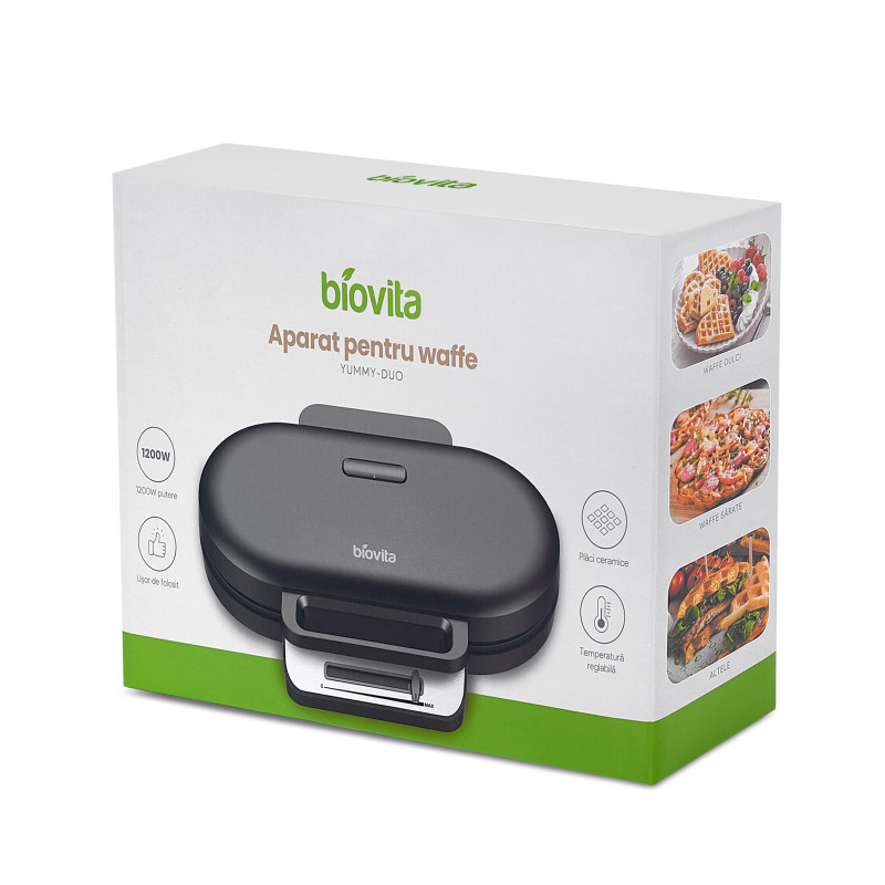 Aparat pentru vafe / gofre YUMMY-DUO, 1200W, plăci ceramice, 2 vafe 8
