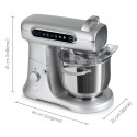 Mixer cu bol profesional, 7L din inox, 1800W, 2.4 kg aluat, carcasă aluminiu, silențios, MB-1800-MAX PRO, Roșu 10