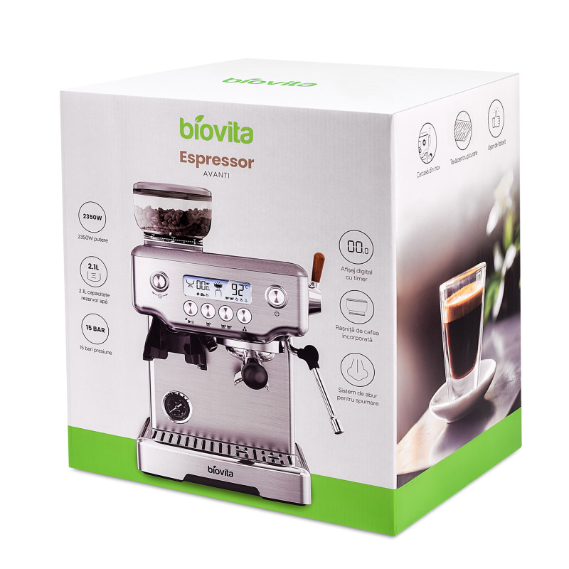 Espressor AVANTI, 2350W, râșniță încorporată, 15 Bari, rezervor 2.1L, afișaj digital, cutie