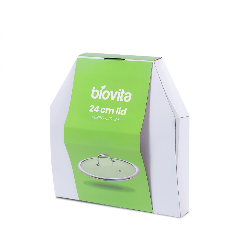 Capac din sticlă și inox pentru tigaie Biovita, 24 cm, ambalaj
