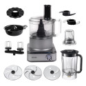 Robot de bucătărie FELIX, cu blender de 2L, Vas procesator de 2.3L, 12 funcții, 10 accesorii, râșniță, storcător, 1000W