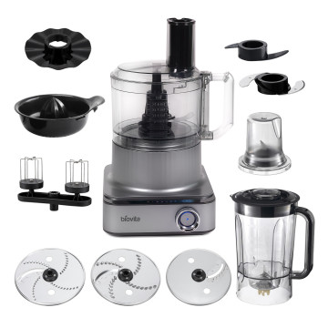 Robot de bucătărie FELIX, cu blender de 2L, Vas procesator de 2.3L, 12 funcții, 10 accesorii, râșniță, storcător, 1000W