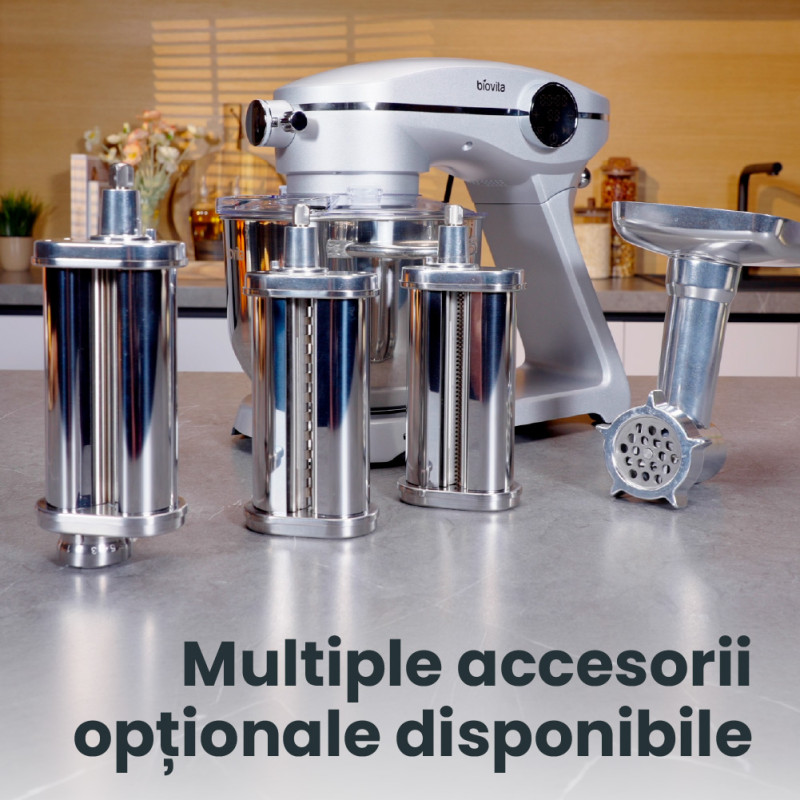 Mixer cu bol de 6 L din inox, 1800 W, 2 kg aluat, carcasă aluminiu, 10 viteze, timer, 3 accesorii inox, MB-1800-NOVA, roșu 6