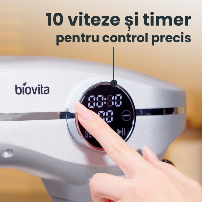 Mixer cu bol de 6 L din inox, 1800 W, 2 kg aluat, carcasă aluminiu, 10 viteze, timer, 3 accesorii inox, MB-1800-NOVA, negru 5