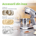 Mixer cu bol de 6 L din inox, 1800 W, 2 kg aluat, carcasă aluminiu, 10 viteze, timer, 3 accesorii inox, MB-1800-NOVA, argintiu 2