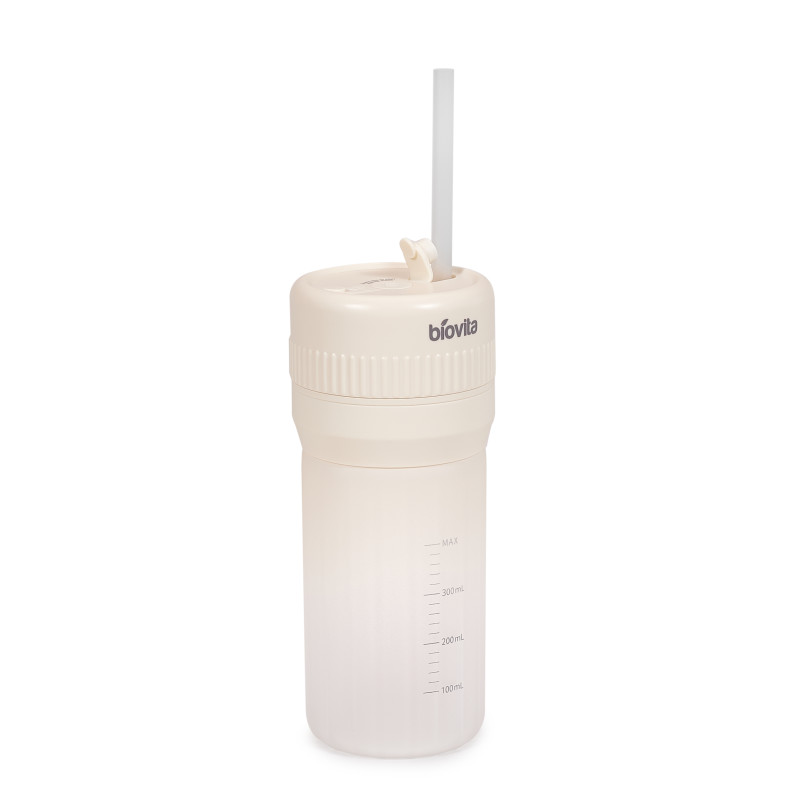 Blender portabil, 70W, smoothie și sport, vas de sticlă 400 ml, baterie litiu, pai