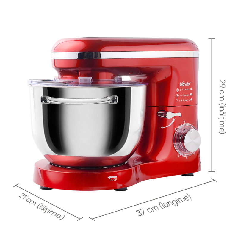 Mixer cu bol de 6L din inox, MB-1500PRO, 2 kg aluat, putere 1500W, 4 accesorii, 6 viteze + puls, Argintiu 10