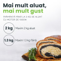 Mixer cu bol de 6L din inox, MB-1500PRO, 2 kg aluat, putere 1500W, 4 accesorii, 6 viteze + puls, Alb 3