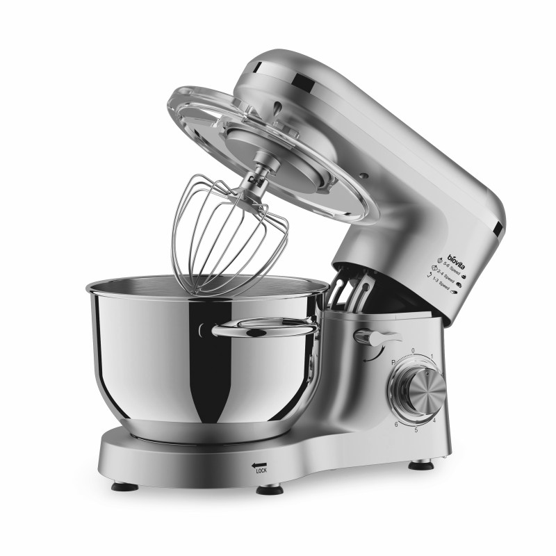 Mixer cu bol de 6 L din inox, MB-1500PRO, 2 kg aluat, putere 1500 W, 4 accesorii, 6 viteze + puls, argintiu 11