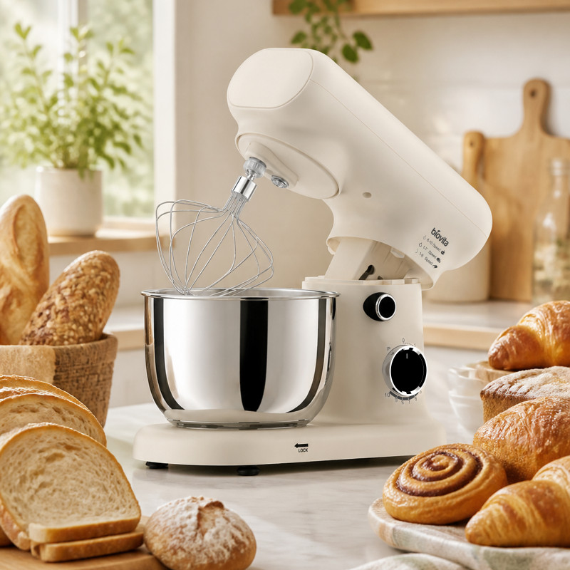 Mixer cu bol de 2.8 L din inox, 1000 W, 0.46 kg aluat, 10 viteze, 3 accesorii, PICCOLO