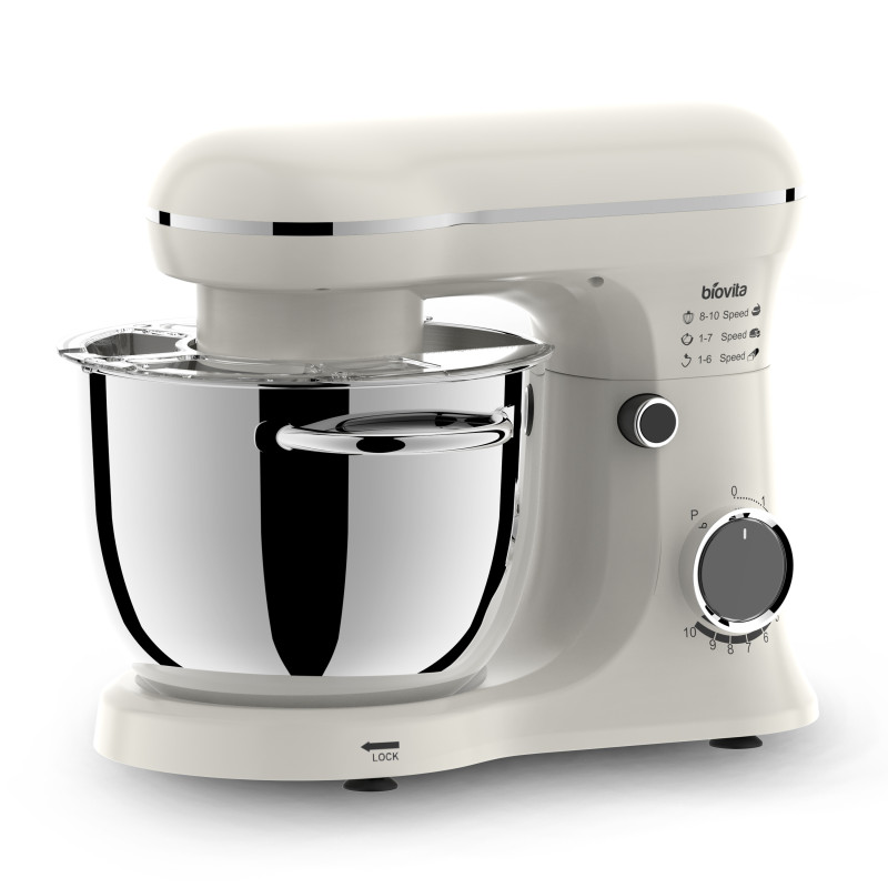Mixer cu bol EVA, 1300 W, bol inox 4 L, 10 viteze, crem