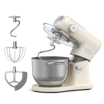 Mixer cu bol MB-1200-MAX PRO, 2 kg aluat, 1200 W, 6 L, 11 viteze, crem