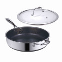 Tigaie adâncă din inox și ceramică fără PFAS, antiaderentă 28 cm, profil