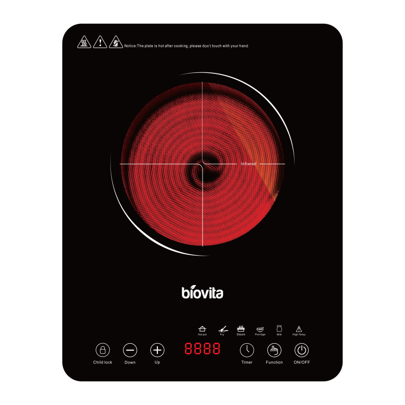 Plită vitroceramică VITRA-SLIM, 2000 W, 5 moduri de gătit, timer, tactil, 1