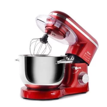 Mixer cu bol de 6L din inox, putere 1500W, Roșu