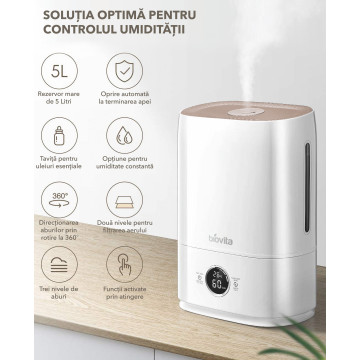 Umidificator cu senzor de umiditate Biovita Super Mist, 5 Litri