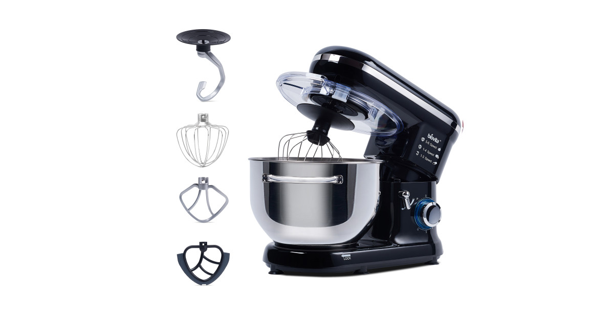 Mixer cu bol de 5.5L din inox, putere 1400W, Negru