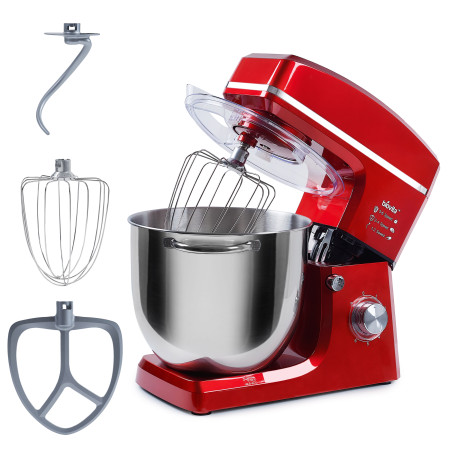 Mixer cu bol de 10L din inox, putere 1500W, Roșu