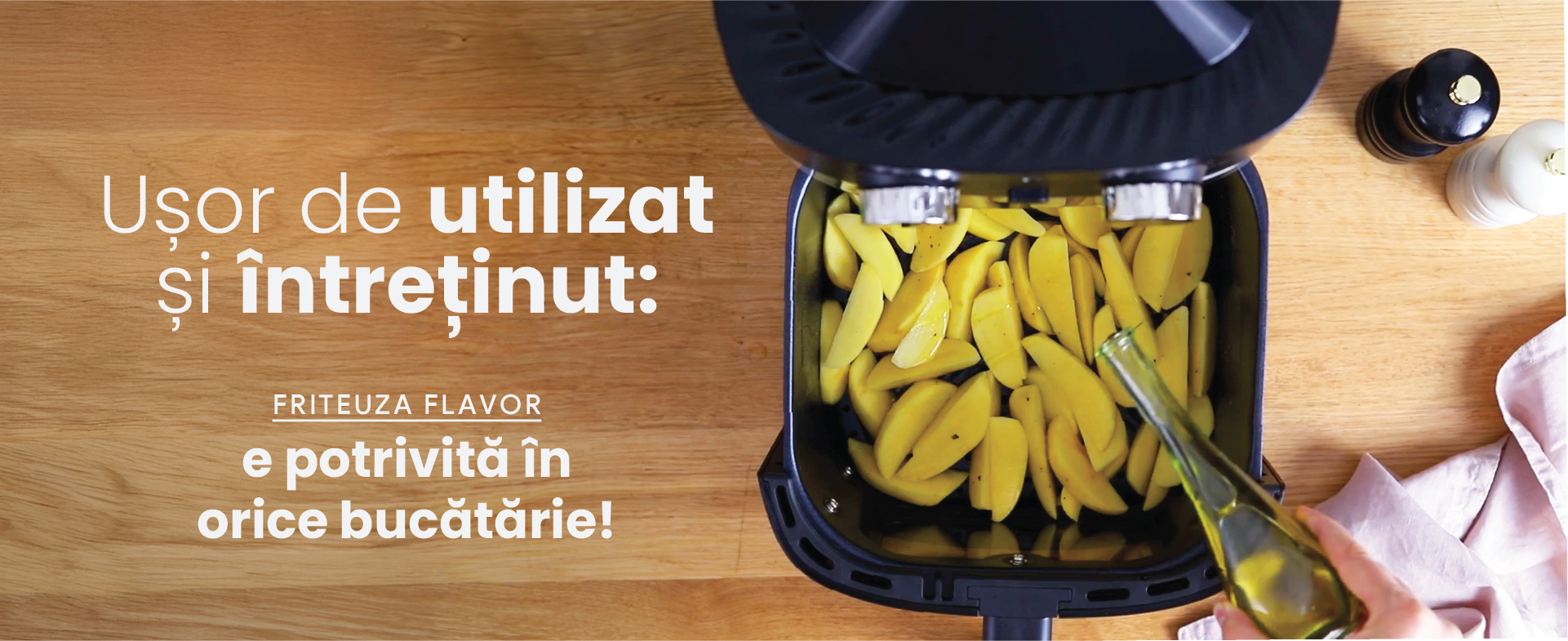 friteuza cu aer cald / air fryer, biovita flavor 6l 1500w
