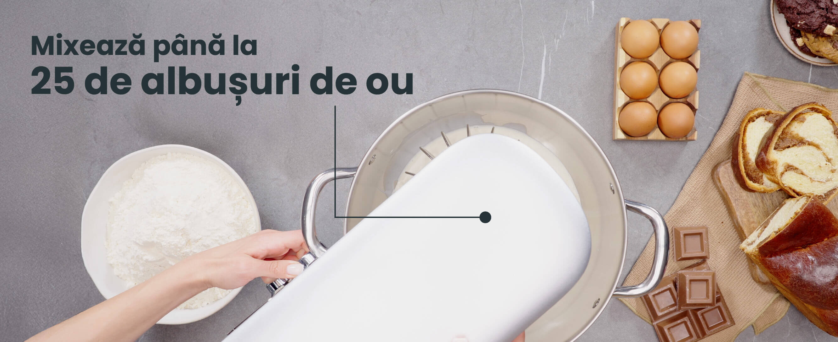 Mixer profesional cu bol TITAN, 11L, 2000W, motor silențios cu inducție, accesorii inox - 5