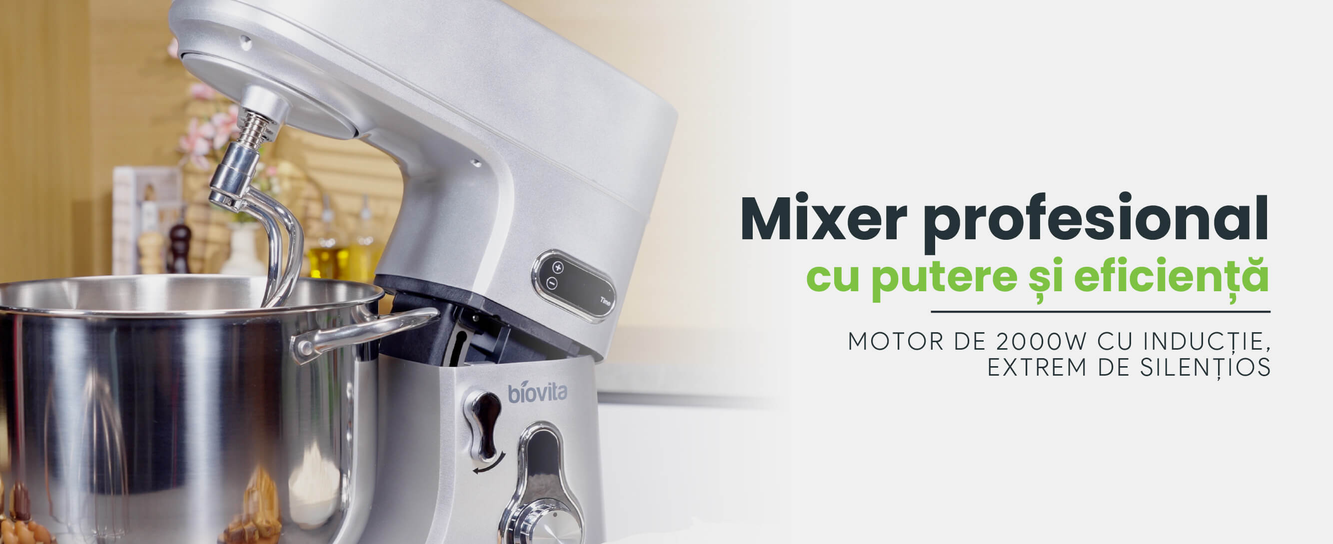 Mixer profesional cu bol TITAN, 11L, 2000W, motor silențios cu inducție, accesorii inox - 6