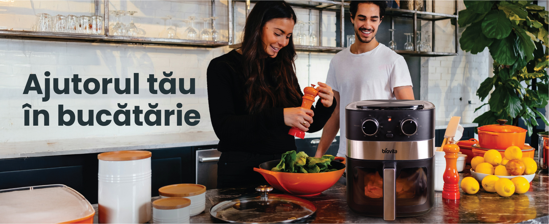 friteuza cu aer cald / air fryer, biovita flavor 6l 1500w