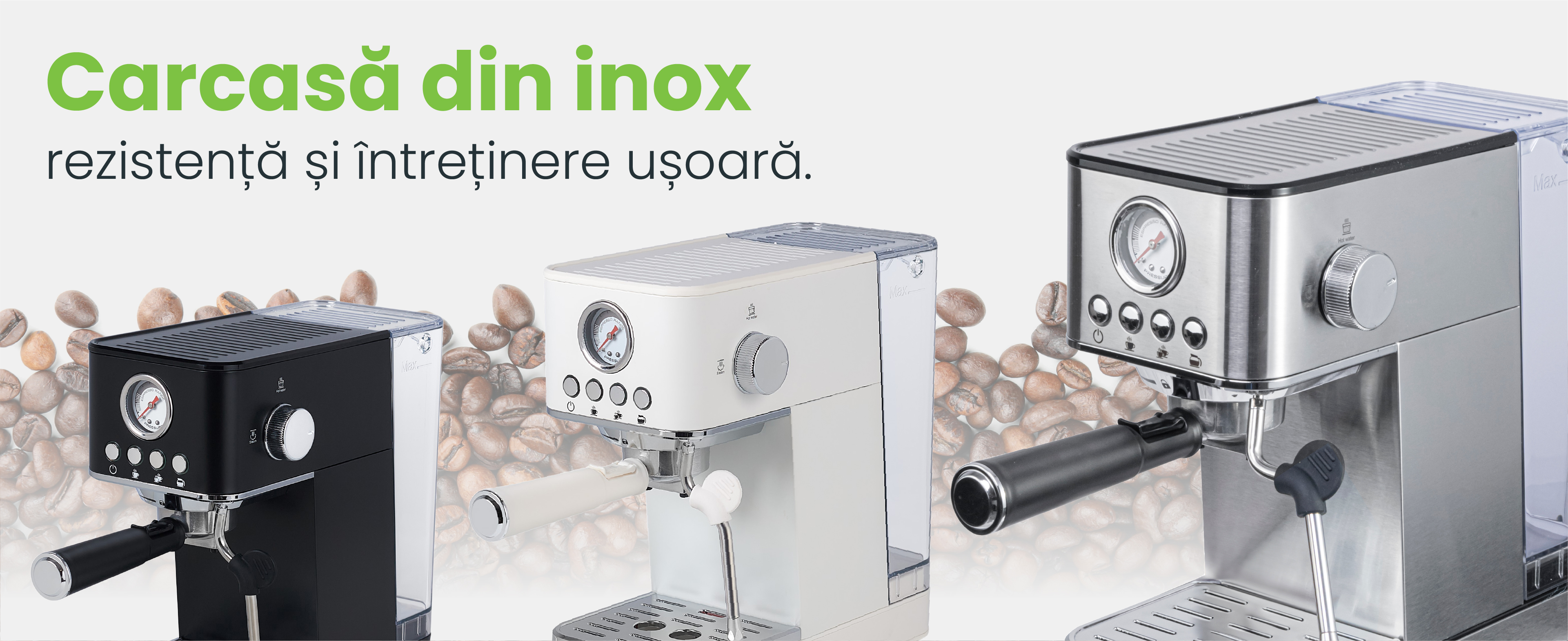 Espressor ROYAL, 1200W, 1.7L, 20 bari, carcasă inox, spumare, Argintiu